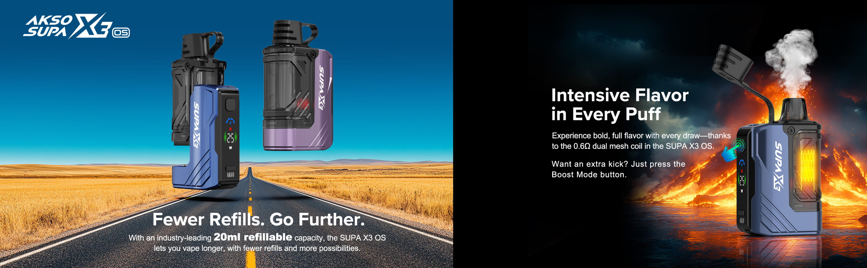 Pod ouvert AKSO SUPA X3 avec une contenance XXL de 20ML